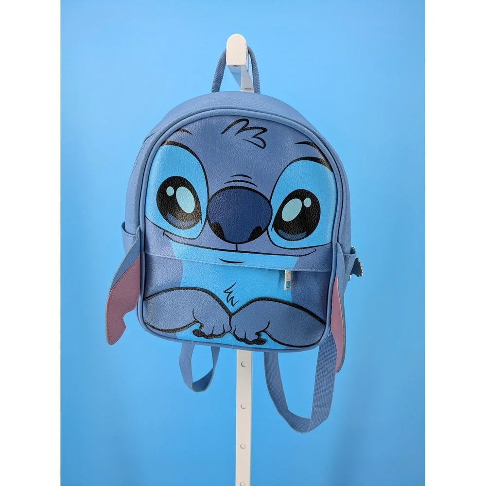 Disney Lilo &‎ Stitch Mini Backpack Blue Faux Leather Scrump Charm Park Bag Flaw